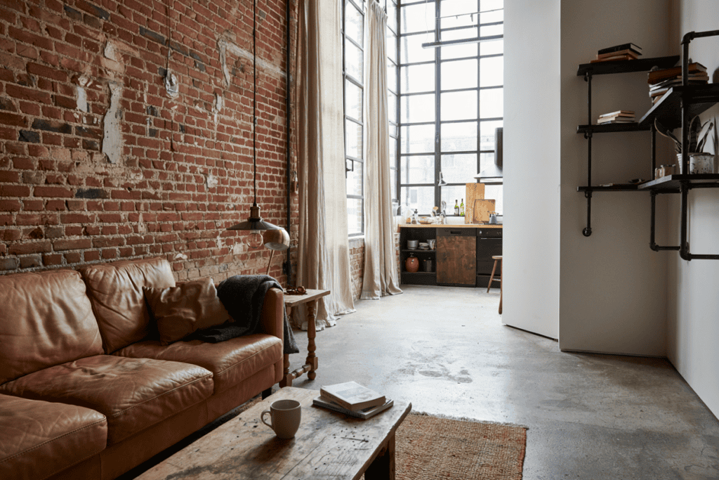 12 Popular Home Interior Design Types Explained (How to Find Your Style) Industrial style living room with concrete walls and flooring
