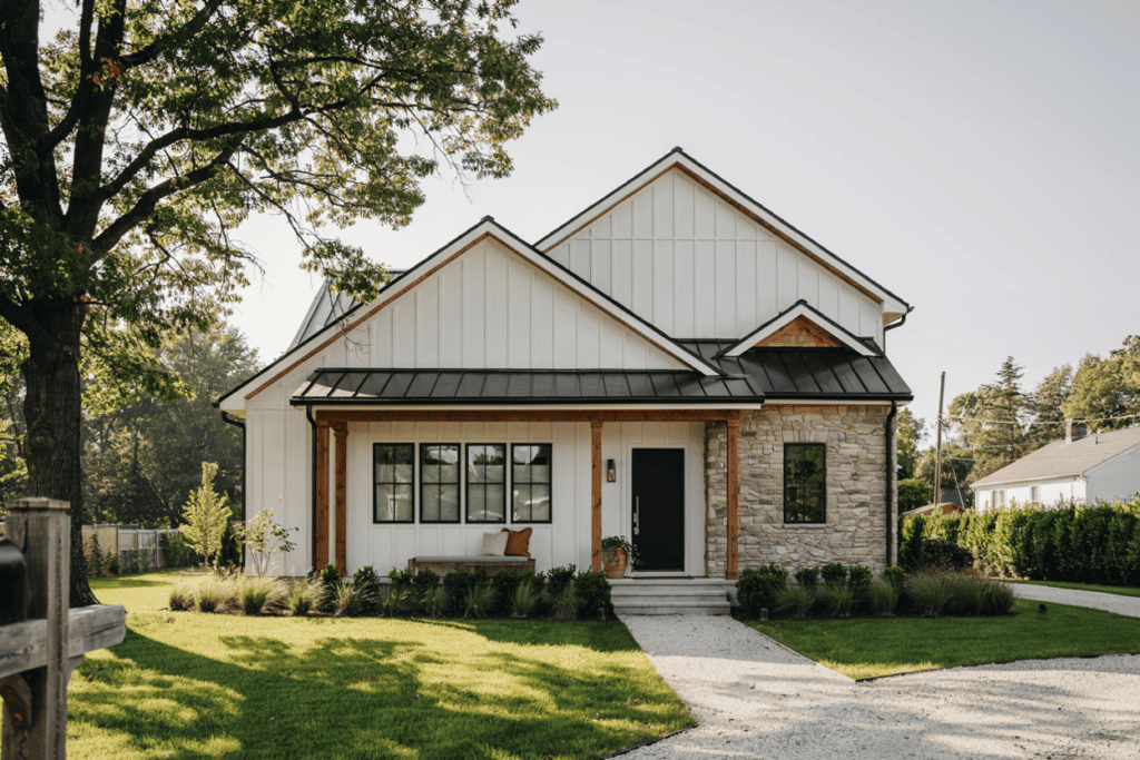 one level modern farmhouse exterior